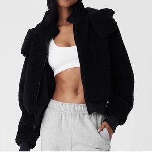 ALO Yoga Black Foxy Sherpa Jacket Sz M EUC